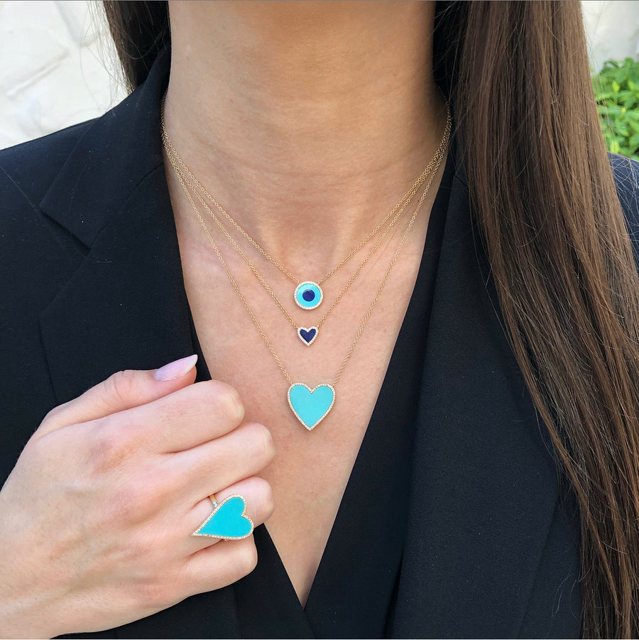Diamond & Lapis Heart Necklace