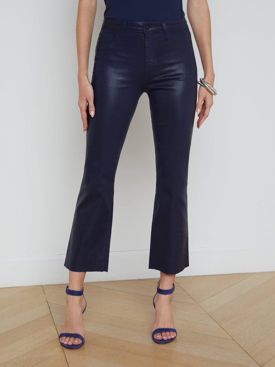 Kendra Coated Cropped Flare Jean