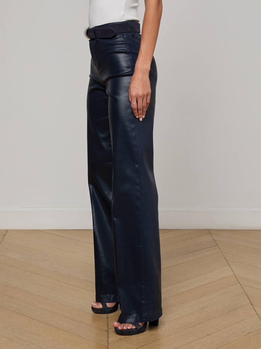 Clayton Coated Wide-Leg Jean