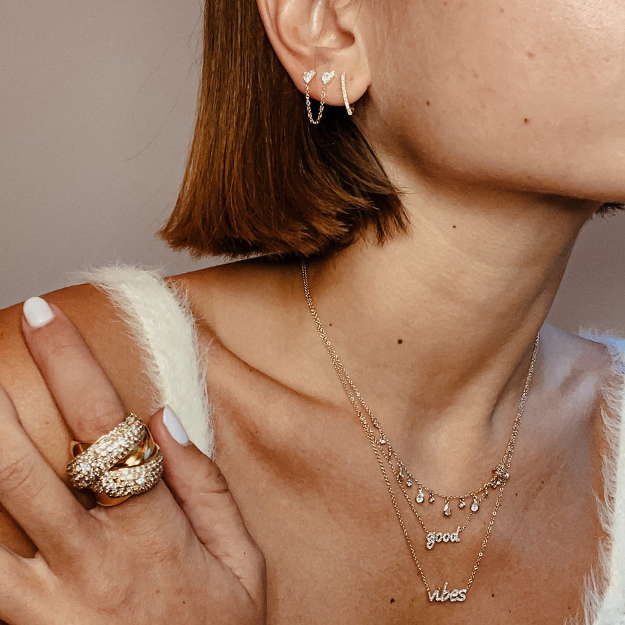 Diamond V Huggie Earrings