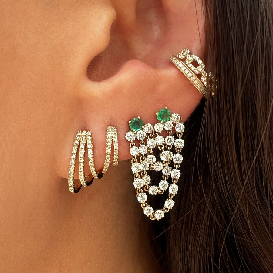 Diamond Curved Huggie Earrings