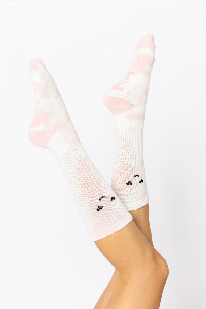 Heart Eyes Mid-Calf Gym Socks - Pink Tie Dye