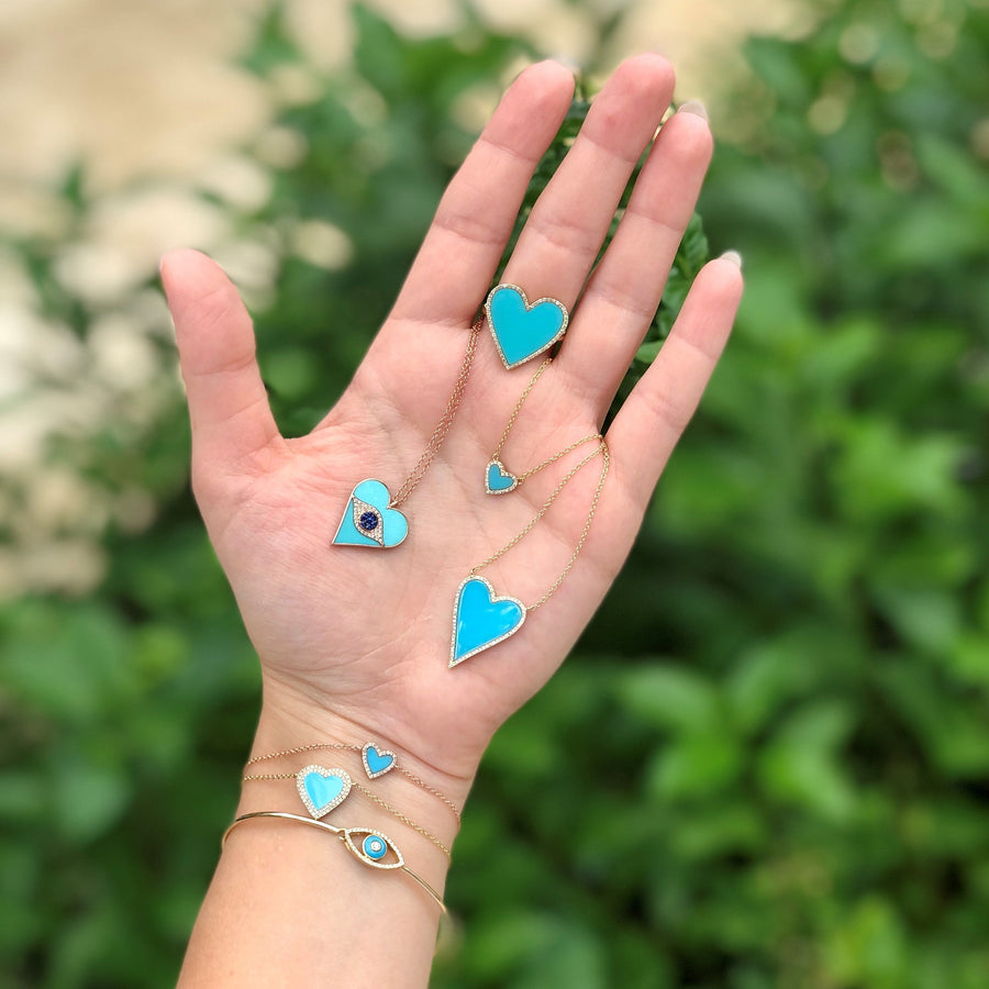 Turquoise & Diamond Heart Necklace