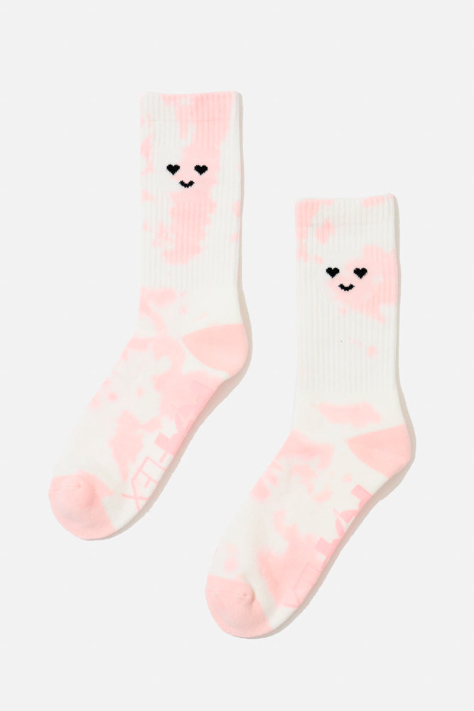 Heart Eyes Mid-Calf Gym Socks - Pink Tie Dye