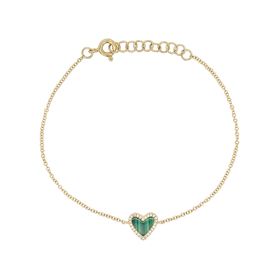 Diamond & Malachite Heart Bracelet