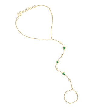 Diamond & Emerald Hand Chain Bracelet