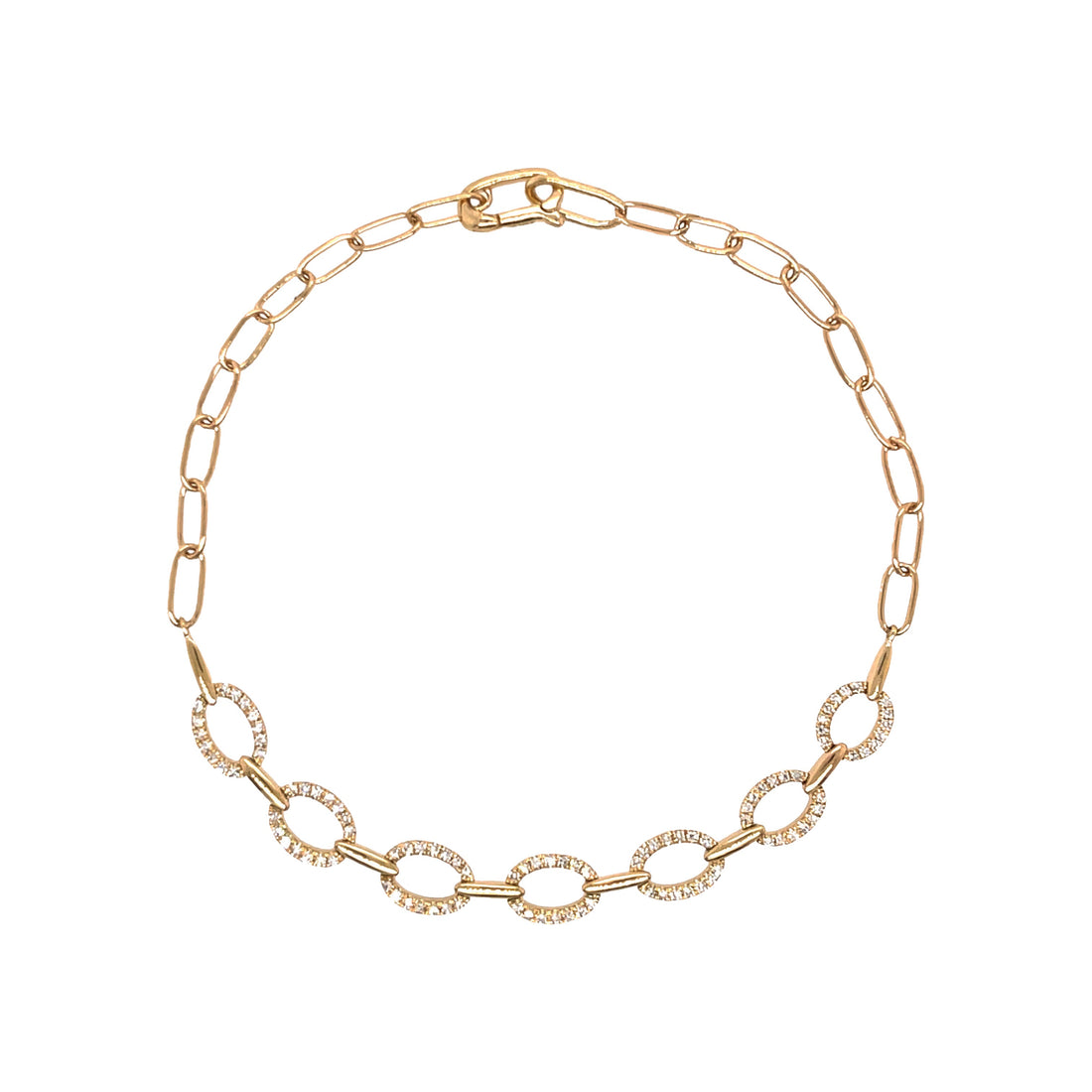 Diamond Oval Link Bracelet
