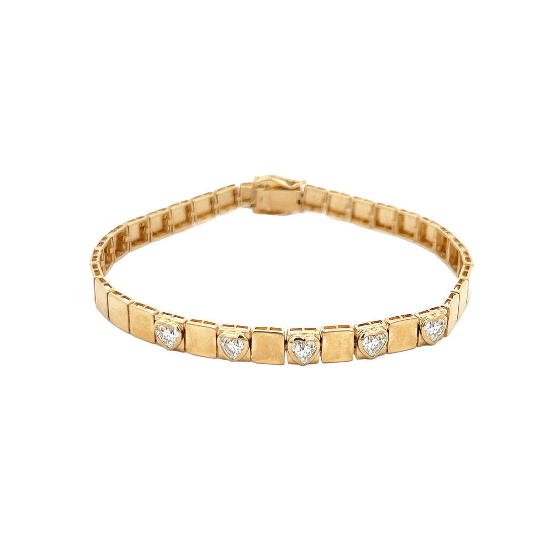 Diamond Heart Square Link Bracelet