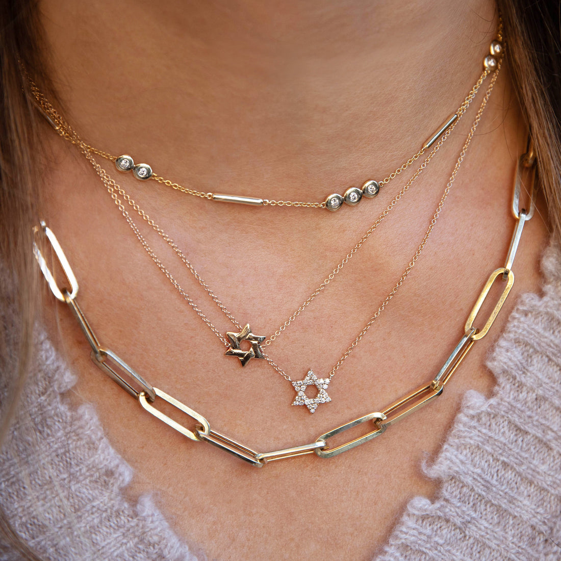 Diamond Star Of David Necklace