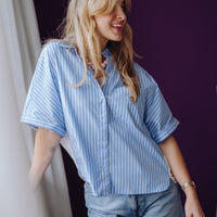 Loose Fit Denim Shorts - Blue