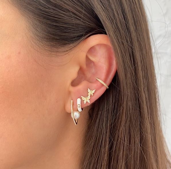 Diamond Butterfly Stud Earrings