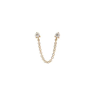 Diamond Stud Chain Earrings