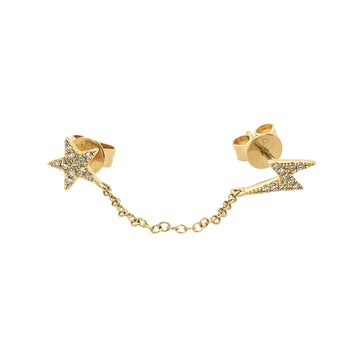 Diamond Star Lightning Bolt Earrings