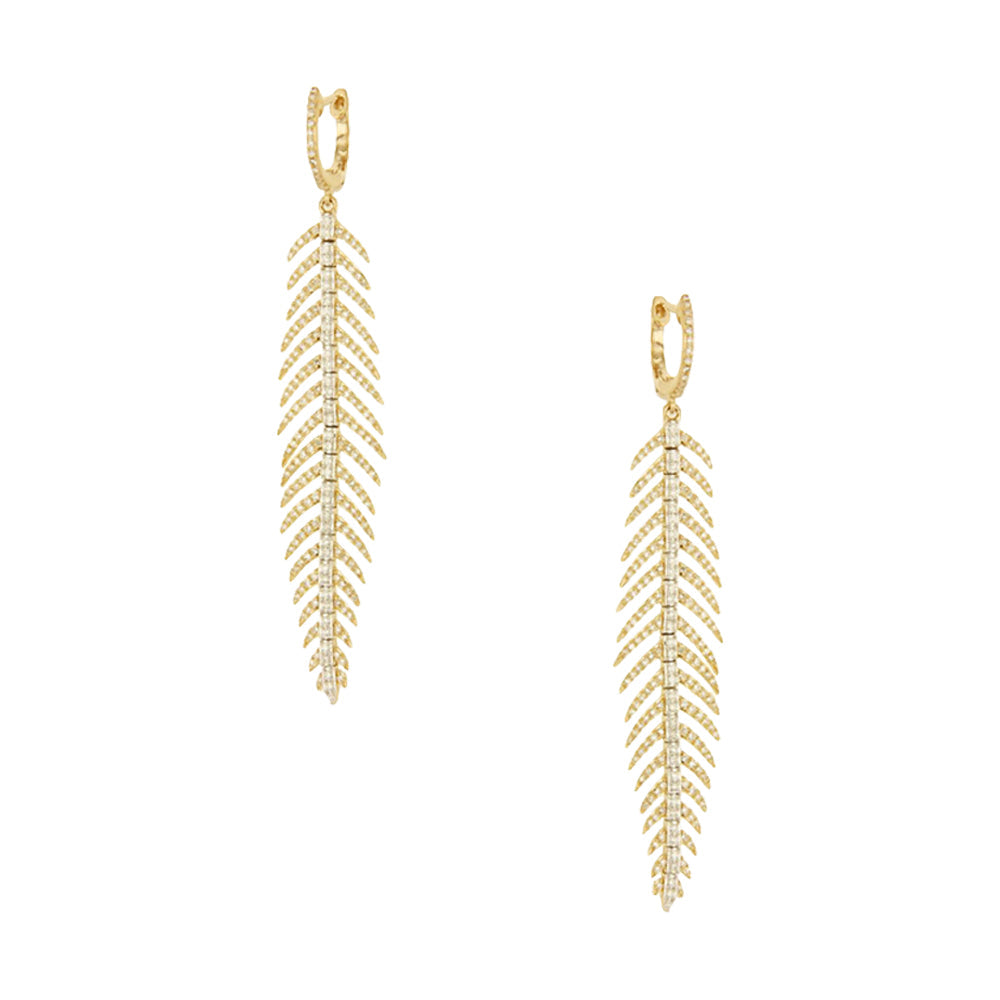 Diamond Feather Earrings