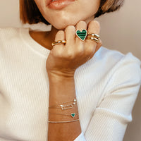 Malachite & Diamond Heart Ring