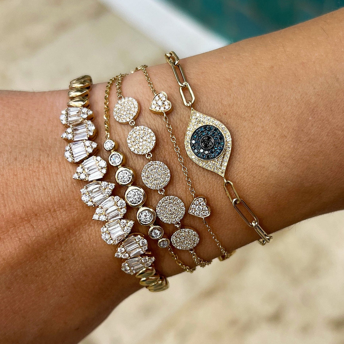 Diamond Tear Link Bracelet