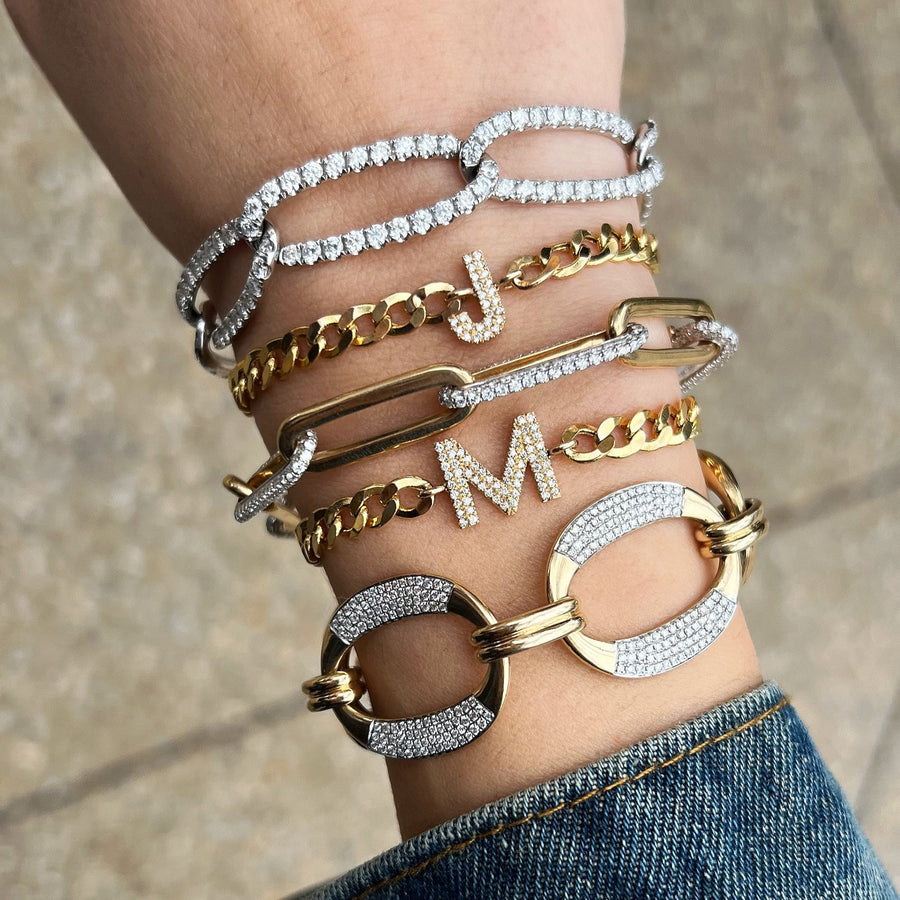 Diamond Oval Link Bracelet