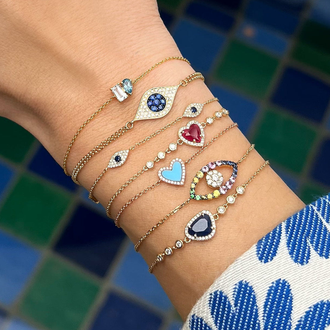 Diamond & Sapphire Eye Bracelet