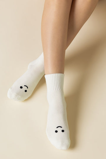 Mixed Emotions Crew Socks - Happy Face