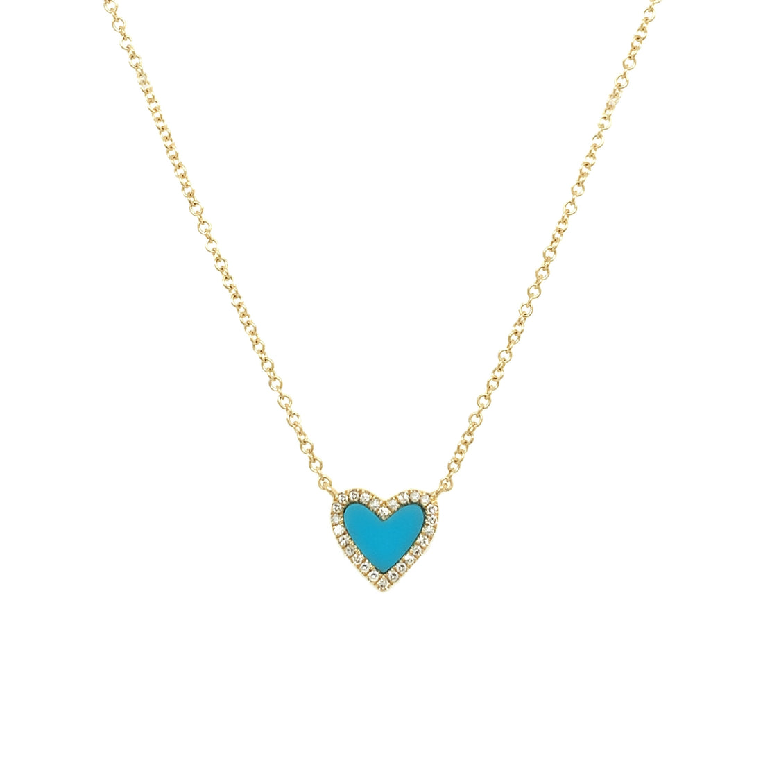 Turquoise & Diamond Heart Necklace