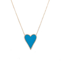 Turquoise & Diamond Heart Necklace