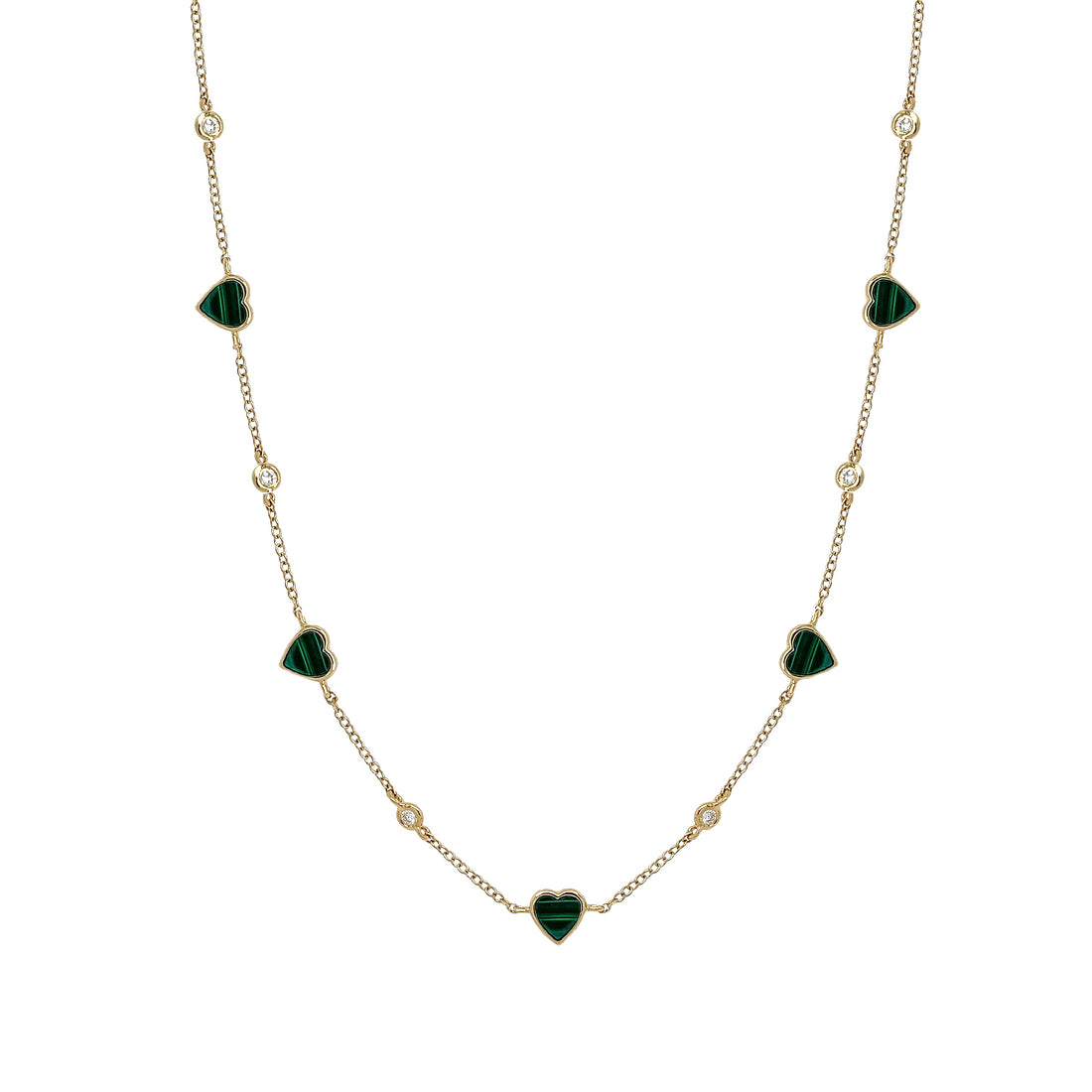 Diamond & Malachite Heart Necklace