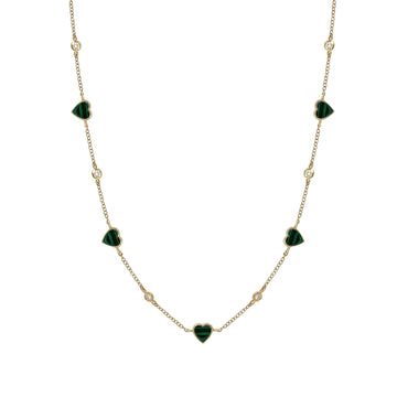 Diamond & Malachite Heart Necklace
