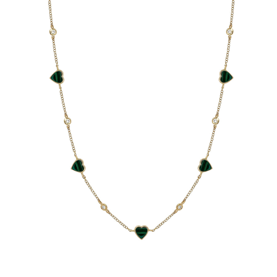 Diamond & Malachite Heart Necklace