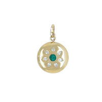 Diamond & Emerald Disc Charm