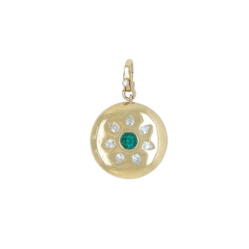 Diamond & Emerald Disc Charm