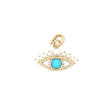 Diamond, Turquoise & Pearl Eye Charm