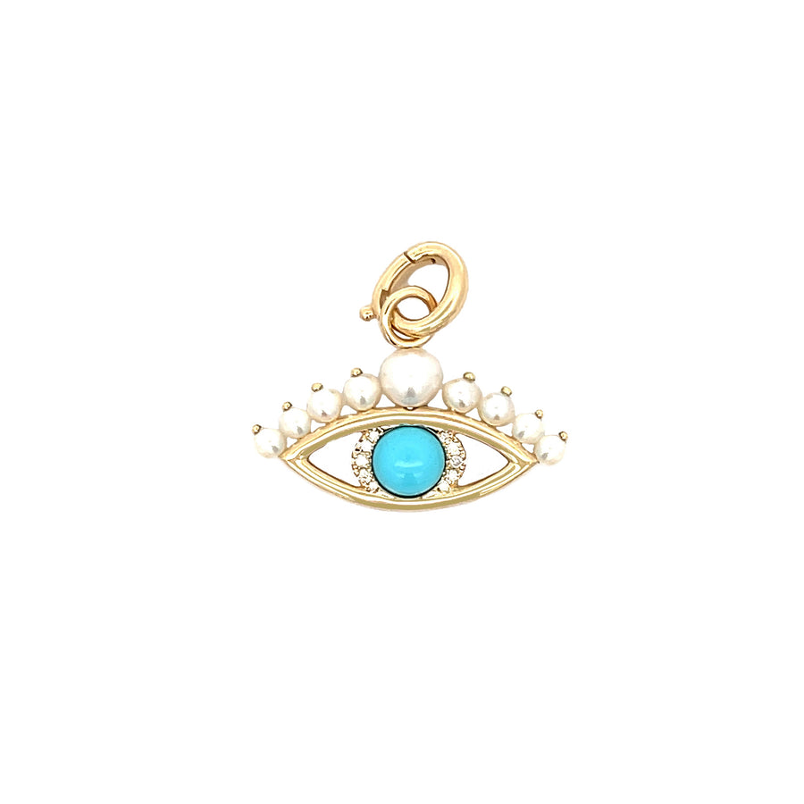 Diamond, Turquoise & Pearl Eye Charm
