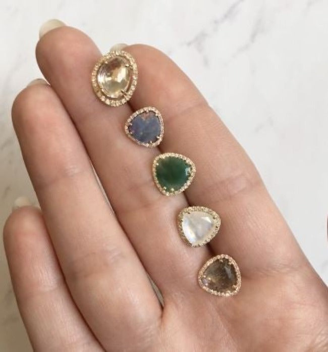 Emerald & Diamond Stud Earrings