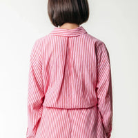 Sensa Striped Ruffle Short - Poppy Red