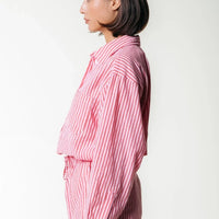 Sensa Striped Ruffle Short - Poppy Red