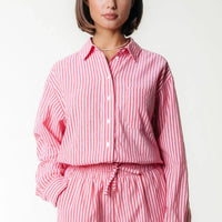Sensa Striped Ruffle Short - Poppy Red