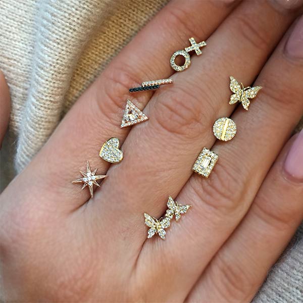 Diamond Butterfly Stud Earrings
