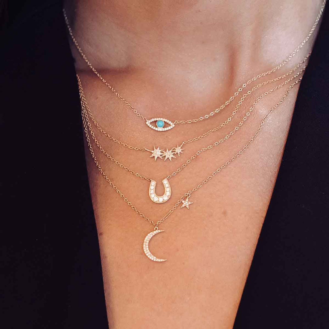 Diamond Stars Pendant Necklace